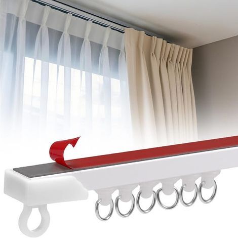 Self-adhesive curtain rod, compatible with ceiling-mounted curtain brackets and tracks - 3.5 meters (1/5)