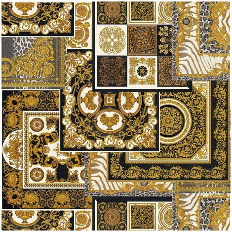 Baroque wallcovering wall Profhome 370483 non-woven wallpaper slightly textured baroque style shiny gold silver black white 7.035 m2 (75 ft2) (1/5)