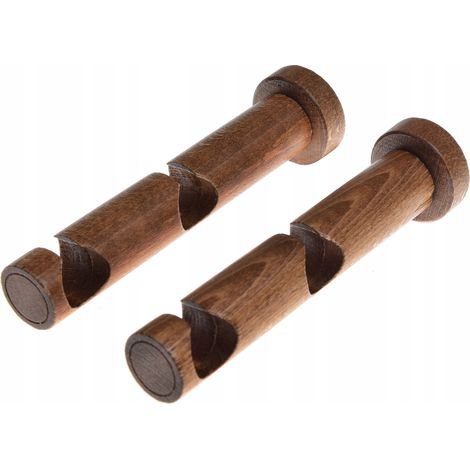 Soporte doble de madera para barra de cortina, diámetro 20 mm, roble, 2 unidades. (1/5)