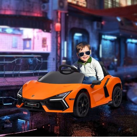 Coche eléctrica infantil 3-5 años, con mando a distancia, claxon, naranja DESVIAE (1/5)