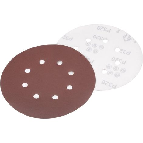 Lot de 10 disques abrasifs Velcro 9 pouces 6 trous pour ponceuse excentrique, papier de verre grain 320 (1/4)