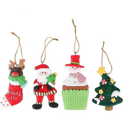 Set mit 4 dekorativen Weihnachtsmann-Magneten für den Kühlschrank, als Weihnachtsschmuck, Magnetaufkleber, festliche Geschenke für den Weihnachtsbaum und Zuhause (1/5)