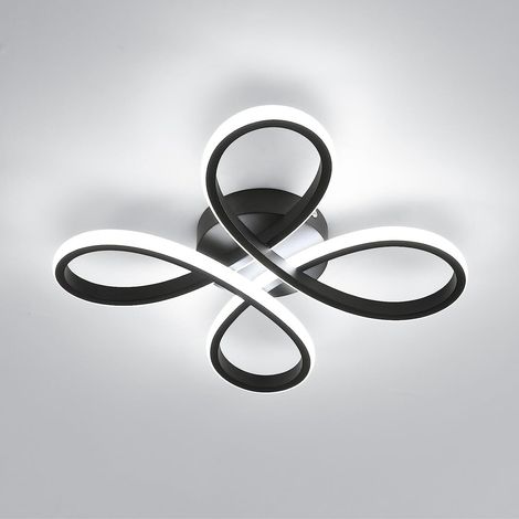 GOECO LED Ceiling Led Modern Design 28W Creative flower shape Ceiling lamp for living room bedroom dining room black office, cold white 6000k