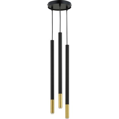 BOBOCHIC - Lustre JANELLE en laiton  3 lampes Noir