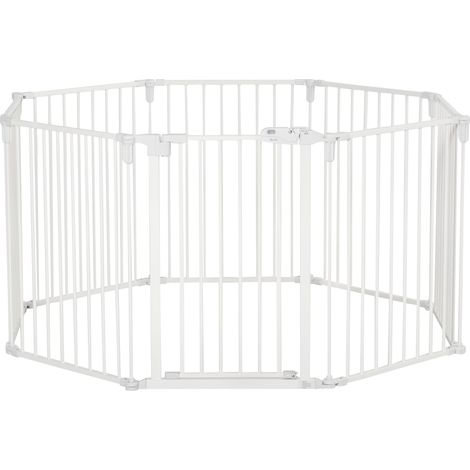 CHICFURN Parque para cachorros de 8 paneles 60x76 cm de plástico blanco con puerta plegable (1/5)