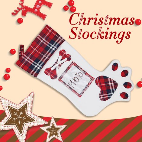 Décoration de Noël originale : pendentif en forme de griffe de chien pour sapin, chaussettes de Noël et sac cadeau pour les fêtes. (1/4)