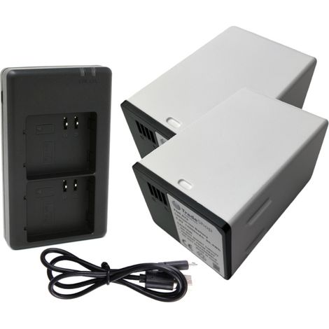 Trade-Shop 3in1 Set: 2x Akku (14000mAh) + USB Doppel Dual Schnell-Ladegerät für 2 Akkus kompatibel mit Arlo Pro 4, Pro 4X, Pro 4 XL, Pro 4 XL HDR (1/5)