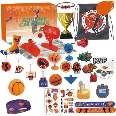 Calendrier de l'Avent de Basket-Ball 2025 24 Jours Counomal Noël Accessoires Basket-Ball Set pour Les Adolescents Girls Boys Holiday Surprise (1/4)