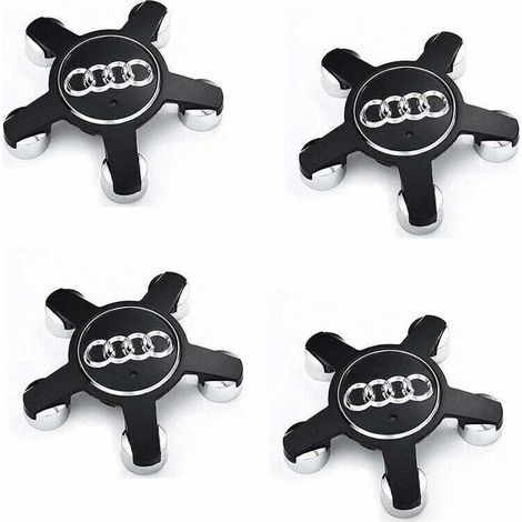Jeu De 4 Caches-Moyeux 4f0601165 N Roue Emblème, Pour Enjoliveurs De 135 Mm Pour Audi (Noir)