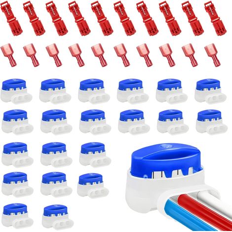 20 Connecteurs de Câble Robot Tondeuse+10 Borne, Raccord Fil Tondeuse pour Étendre Ou Réparer Cable Peripherique Tondeuse, Automower, Jardin, Dénudage Inutile - (1/5)