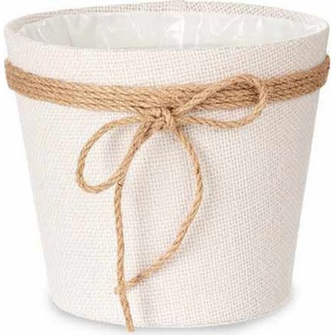 Cache-pot Lien Tissu Blanc Plastique (18 x 16 x 18 cm) (1/2)