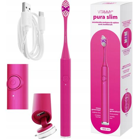 Cepillo de dientes sónico VITAMMY Pura Slim, rosa, 1 unidad. (1/5)