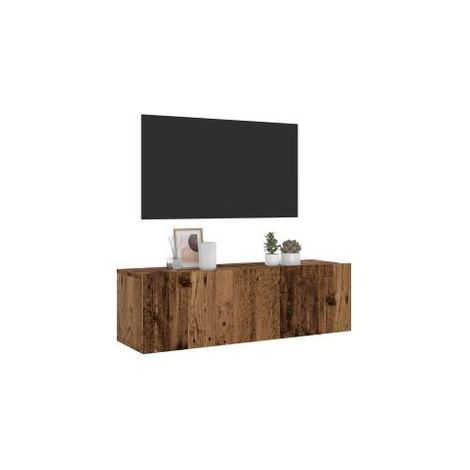 Meuble TV mural vieux bois 100x30x30 bois d'ingénierie (1/5)