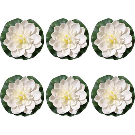 Lot de 6 fleurs de lotus artificielles flottantes en mousse avec nénuphar - Idéales pour patio, étang, piscine, aquarium, maison, jardin, fête de mariage, décoration de vacances, jardins (1/5)