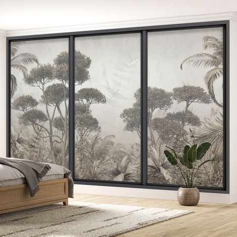 Papier peint panoramique Trompe l'oeil baie vitrée - Jungle - 390 cm x 234 cm (1/5)