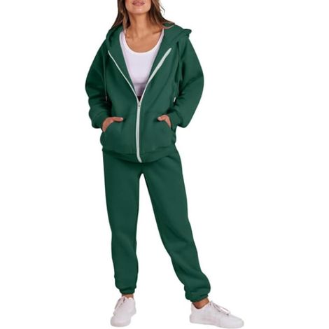 Ensemble de jogging à capuche zippé pour femme, extensible, confortable, respirant, en polyester, vêtements de sport pour la gym, le yoga et les sorties décontractées (1/5)