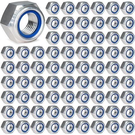 Lot de 100 écrous M5, M5 en acier inoxydable, écrous autobloquants, écrous M5 autobloquants, écrous autobloquants en acier inoxydable (100) (1/5)