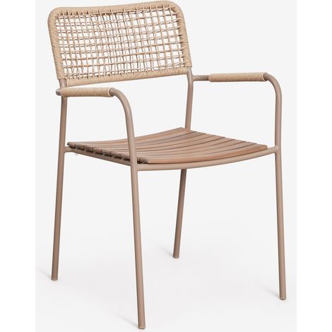 Silla de jardín apilable con reposabrazos en acero y madera de acacia Tilda SKLUM (1/5)