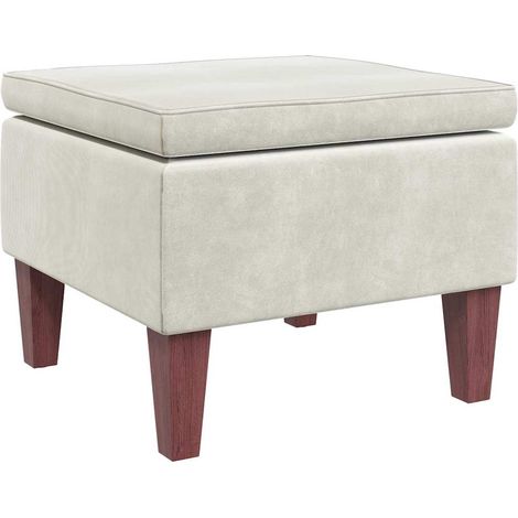vidaXL Stool with Wooden Legs Cream Velvet