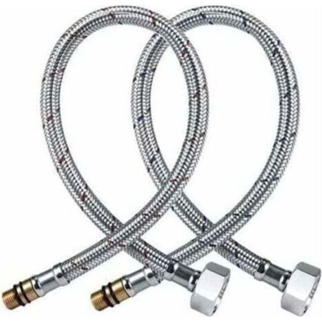 Tuyau flexible inoxydable G1/2 – Raccord BSP standard 1/2' – Longueur 600 mm – Résistant à haute pression et température – Lot de 2 - SUS304 (1/5)