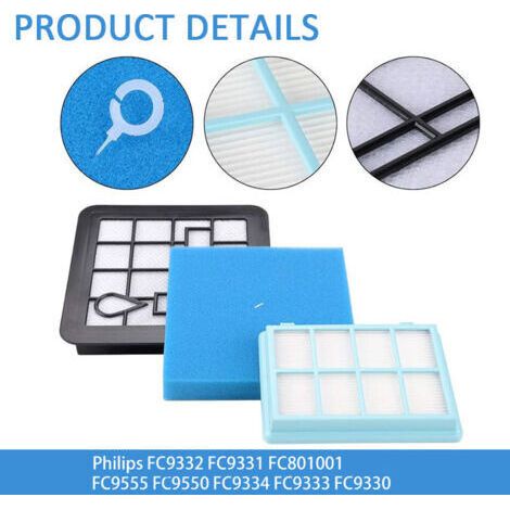 NALOOKAMIC 2 pièces Kit de filtre de remplacement pour Philips FC9331 FC9332 FC8010 Ensemble de filtre en mousse de moteur lavable (1/4)