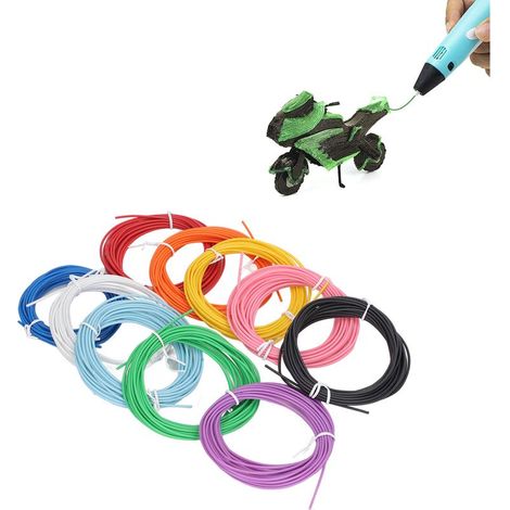 PLA-Filament für 3D-Stifte, 10 Farben, 5 m, für 3D-Stifte und 3D-Druckstifte von PACKGOUT, MYNT3D und DeWang. (1/5)