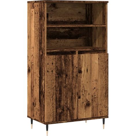 Credenza buffet cassettiera mobile contenitore organizer cucina soggiorno soggiorno alto legno vecchio 60 x 36 x 110 cm pannelli compositi marrone 020035656