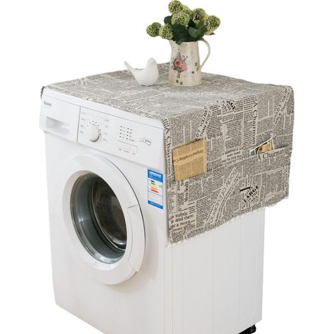 Housse Pour Machine À Laver - 70 x 170 cm - Tissu Mixte Coton - 6 Poches Latérales - Protection Antipoussière Pour Lave-Linge Et Sèche-Linge - 1 Pièce (1/5)