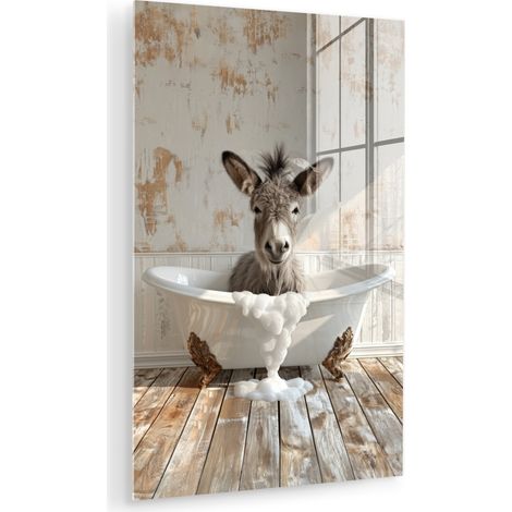 CUADRO DE METACRILATO Burro - Animales - Bañera - Espuma Cuadros Para Dormitorio 60x90 (1/5)