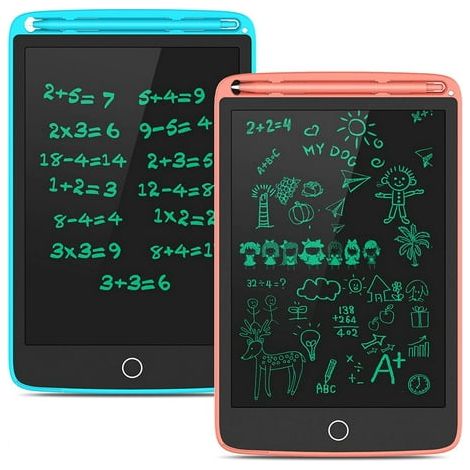 Lot de 2 Ardoises Magiques LCD 12 Pouces, Tableau Dessin Portable avec Verrouillage, Tablettes Éducatives pour Enfants École Maison (Rose + Bleu) (1/4)