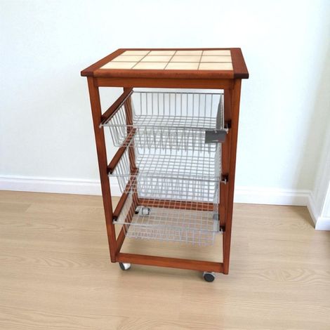 Carrello da cucina portafrutta con 3 cestelli senza base CILIEGIO (1/2)