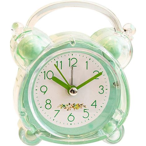 Réveil enfant silencieux, design dessin animé, réglage facile, robuste, double cloche en ABS pour chambre à coucher (1/4)
