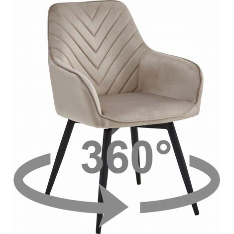 Chaise NANA360 - velours beige foncé / pieds noirs x 1 (1/5)