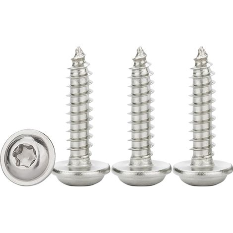 Vis à Bois Torx M4x14mm, 50 Pièces Autoforeuses avec Rondelle, Acier Inoxydable A2 V2A, Tête Bombée, Dureté Élevée, Entièrement Fileté (1/5)