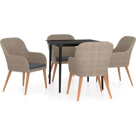 Set da pranzo da giardino marrone da 5 pezzi e cuscini 020014630
