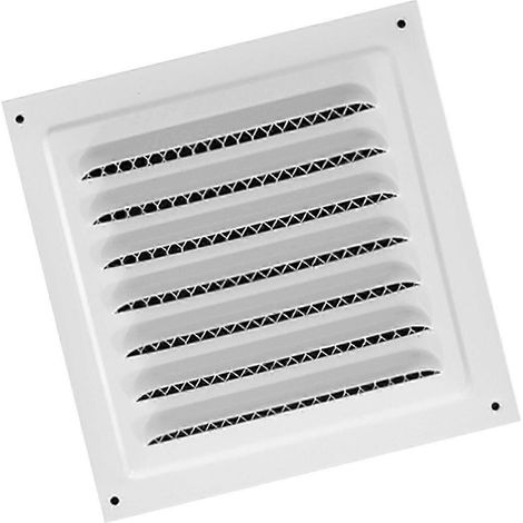 Grille de ventilation métallique à mailles serrées pour plafond, cuisine ou mur latéral, 15 cm x 15 cm, blanche. (1/3)