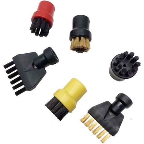 Lot de 6 Brosses Accessoire,En Nylon+Fil De Laiton Pour Nettoyeur Vapeur Karcher SC1 SC2 SC3 SC4 SC5 SC7 (1/4)