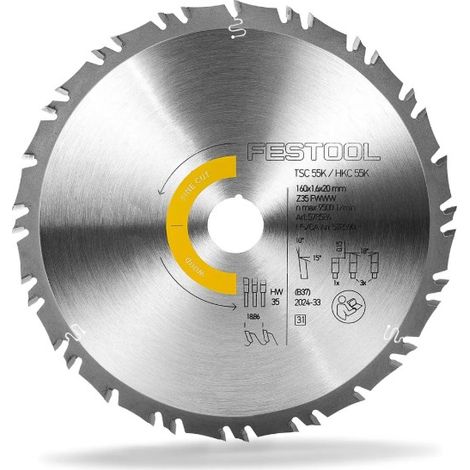 FESTOOL HW 160x1.6x20FWWW35T (578586) Plunge saw blade 160mm x 20mm x 35T