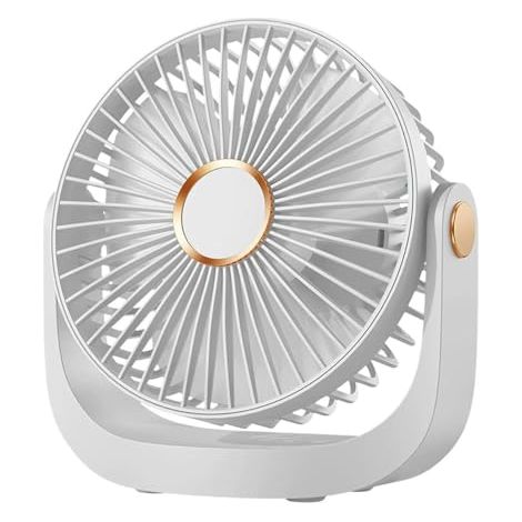 Ventilateur de Bureau Portable, Ventilateur USB 4000 mAh Batterie Rechargeable, Mini Ventilateur 5 Vitesses avec Veilleuse, Réglable à 360 ° Ventilateur de Table Pour Maison, Bureau, Cuisine, Camping (1/4)