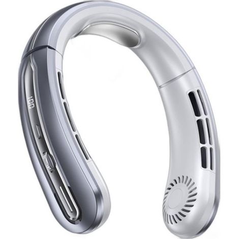 Ventilador de cuello portátil, 100 velocidades, diseño sin aspas, recargable por USB-C, ultrasilencioso a 60 velocidades (Gris espacial profundo) (1/5)