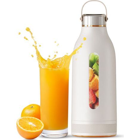 Mixeur portable sans fil 80W 400ml, batterie USB-C, 10 lames inox pour smoothies et glace, compact blanc (1/5)