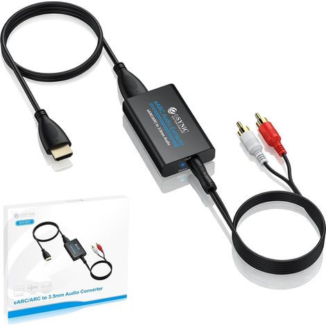 Extracteur audio professionnel 192 kHz eARC ARC HDMI vers 3,5 mm/RCA Fonction CEC avec câble HDMI/3.5 vers RCA pour HDTV vers casque/haut-parleur/système audio 3,5 mm (1/5)