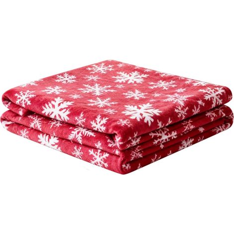 Plaid de Noël chaud en flanelle pour canapé – Motif flocons de neige – Décoration de fêtes (1/5)