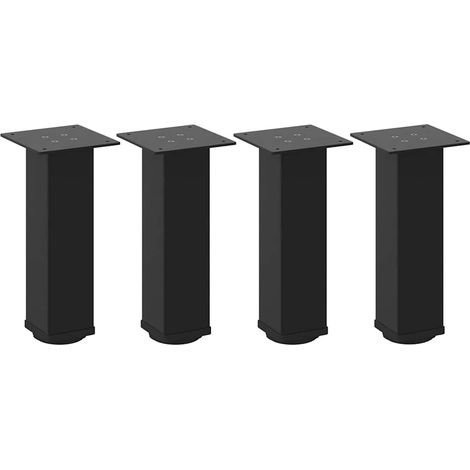 Lot de 4 pieds de table basse design moderne gamme de 30-32 cm avec patins réglables en acier noir