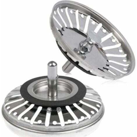 [JAMAIS UTILISÉ] 2pcs Filtre à évier/bouchon de bonde pour évier bouchon d'évier trou Passoire de cuisine/salle de bain diamètre de 84 mm avec embout à boule, en acier inoxydable (1/4)