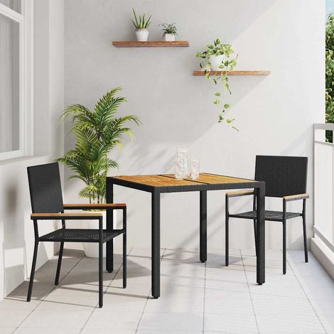 vidaXL Garden Dining Set 3 pcs Black Poly Rattan (1/5)
