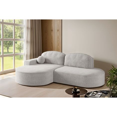 Ecksofa Schlafsofa Sofa GIRONA Stoff Arena Hellgrau Ottomane Links (1/5)