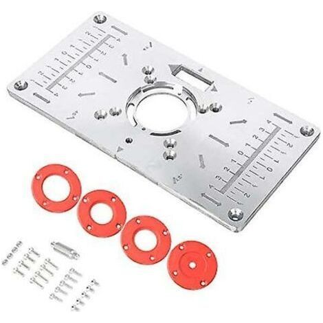 Plaque d'insertion de table de routeur en aluminium – Résistante à la rouille – Pour coupe précise du bois – Accessoire pour défonceuse et affleureuse (1/4)