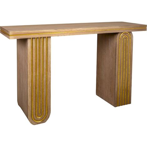 console art déco bois naturel et métal doré style élégant - bois naturel finition dorée (1/5)