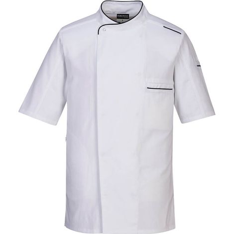 Giacca da cuoco in cotone traspirante Portwest Surrey M/C slim fit Bianco M (1/2)